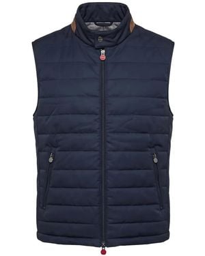 Kiton Quilted High-Neck Gilet - Blue