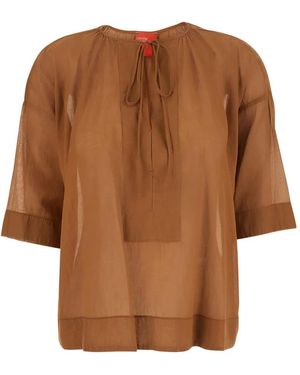 ..,merci Tie-Fastening Semi-Sheer Blouse - Brown