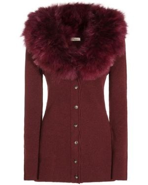 Blumarine Faux-Fur Trim Cardigan - Purple
