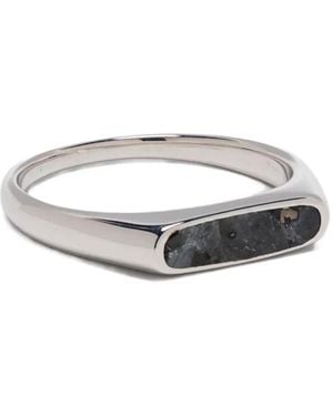 Tom Wood Larvikite Sterling Signet Ring - White