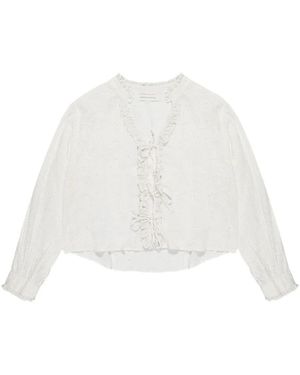MAISON HOTEL Irene Broderie-Anglaise Ruffled Blouse - White