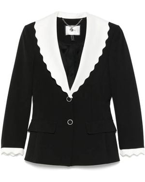 Nissa Contrasting-Trim Blazer - Black