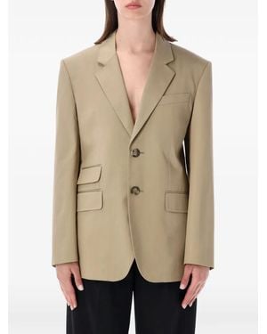 Ami Paris Single-Breasted Notched-Lapels Blazer - Natural