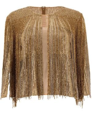 Elie Saab Fringed Crew-Neck Blouse - Brown