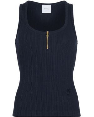 Patou Scoop-Neck Ribbed Tank Top - Blue