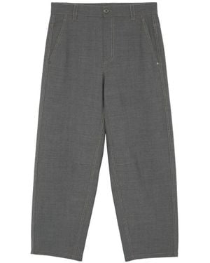 Brunello Cucinelli Contrast-Stitch Cropped Trousers - Grey
