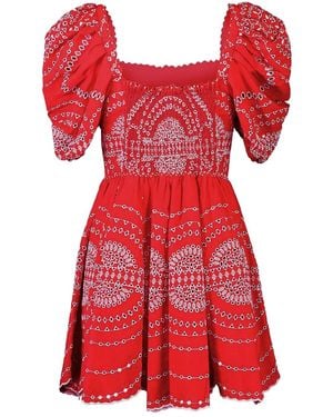 Charo Ruiz Puff-sleeve Embroidered Dress