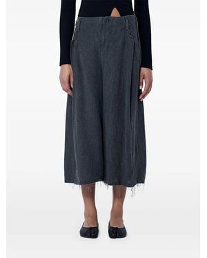Limi Feu Frayed Denim Cropped Trousers - Blue