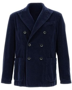 Barena Corduroy Double-Breasted Blazer - Blue