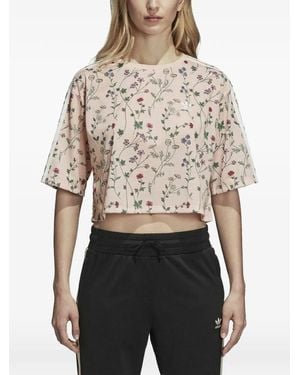 adidas Aop Floral-Print T-Shirt - Pink