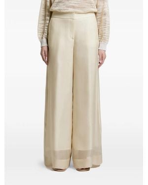 Peserico Sheer-Panel Wide-Leg Pants - Natural