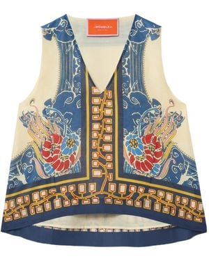 La DoubleJ Scala V-Neck Top - Blue