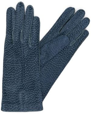 La Portegna Speckled Hand-Stitched Gloves - Blue