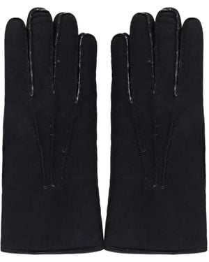 Moorer Shearling-Lined Suede Gloves - Black