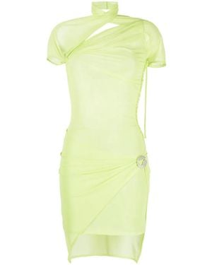 Coperni Asymmetric Mesh Mini Dress - Women's - Elastane/polyamide - Yellow