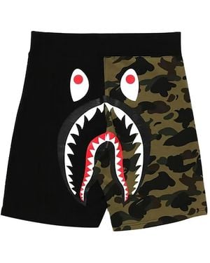 A Bathing Ape Shark Camouflage Sweat Shorts - Black