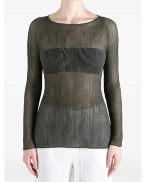 Issey Miyake Pleated Semi-Sheer Top - Green