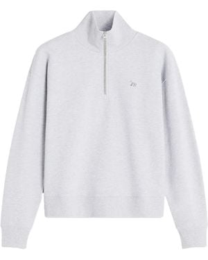 Maison Kitsuné Half-Zip Embroidered Sweatshirt - White