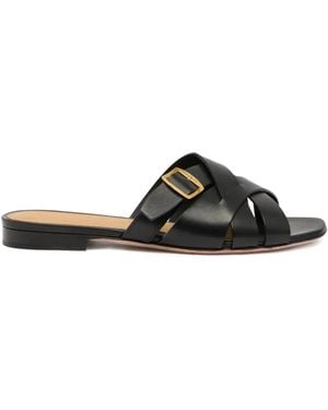 Bally Woven Buckle Leather Sandals - Black