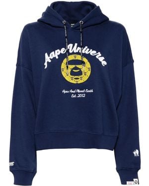 Aape By A Bathing Ape Hoodie À Logo Moonface - Bleu