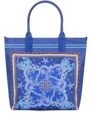 Shanghai Tang Loong Totemic Tote Bag - Blue