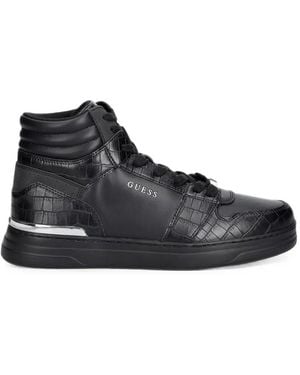 Guess Wystor Croc-Effect High-Top Trainers - Black