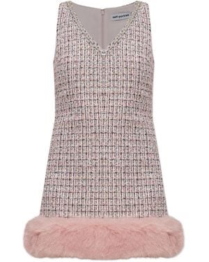 Self-Portrait Bouclé Sleeveless Mini Dress - Pink