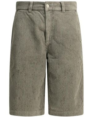 mfpen Short En Velours Côtelé À Effet Usé - Gris
