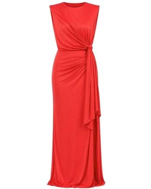Elisabetta Franchi Knot-Detail Sleeveless Gown - Red