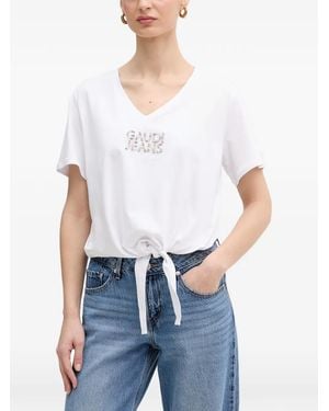 GAUDI Logo-Embellished Knot-Detail T-Shirt - White