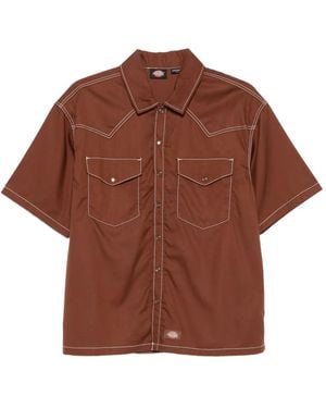 Dickies Logo-Patch Shirt - Brown
