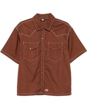 Dickies Logo-Patch Shirt - Brown