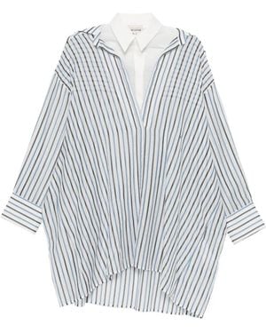 Semicouture Striped V-Neck Shirt - White