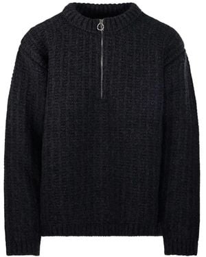The Erose Quarter-Zip Waffle-Knit Jumper - Blue