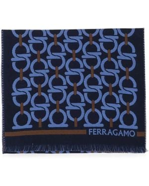 Ferragamo Schal Mit Gancini-Muster - Blau