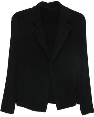 Issey Miyake Plissierte Jacke Mit Fallendem Revers - Schwarz