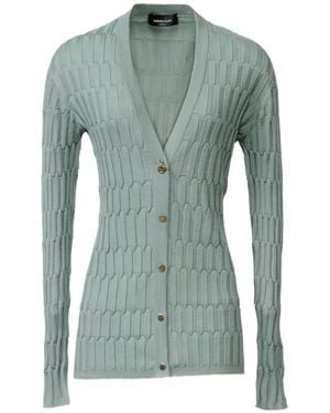 Fabiana Filippi Ribbed-Knit V-Neck Cardigan - Green
