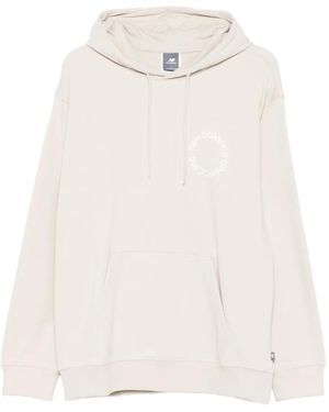 New Balance Circular-Logo Print Hoodie - White