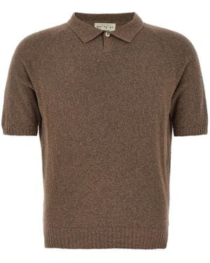 Ma'ry'ya Poloshirt Met Geribbelde Afwerking - Bruin