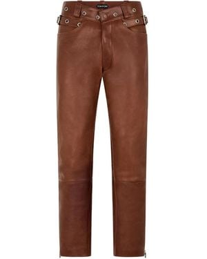 Tom Ford Buckle Leather Pants - Brown