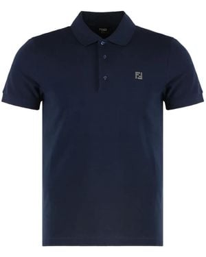 Fendi Logo-plaque polo shirt - Azul