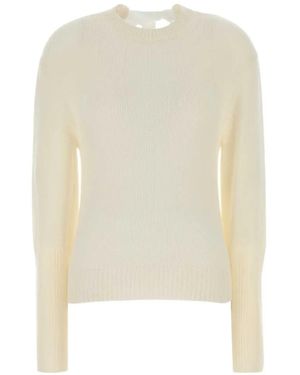 Lanvin Bow-Detail Ribbed-Cuff Jumper - White