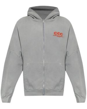 Willy Chavarria Logo-Embroidered Zip-Up Hoodie - Grey