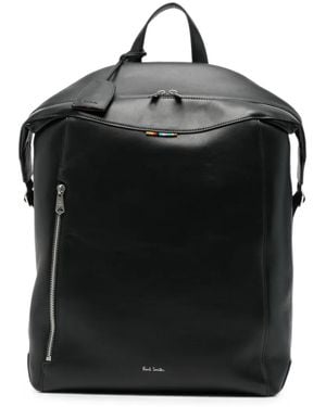 Paul Smith Signature Stripe Leather Backpack - Black