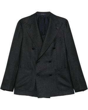 Tagliatore Blazer Croisé À Revers Crantés - Black