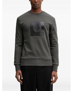 Fred Perry Square-Appliqué Sweatshirt - Grey