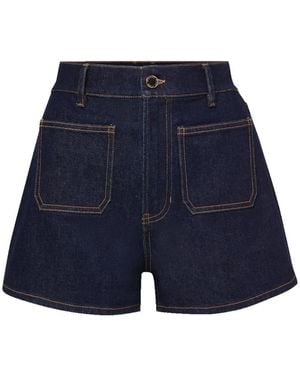 Veronica Beard Elijah Button-Fastening Shorts - Blue