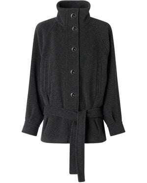Pinko Stehkragen-Mantel Mit Gürtel - Schwarz