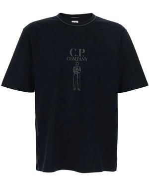 C.P. Company Logo-Embroidered T-Shirt - Black