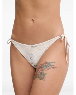 Melissa Odabash Bragas De Bikini Cassis Con Estampado De Piel De Serpiente Y Lazo Lateral - Marrón